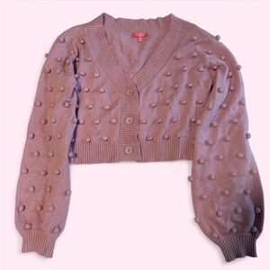 Sugar Thrillz Pink-Mauve Pom-Pom Cardigan